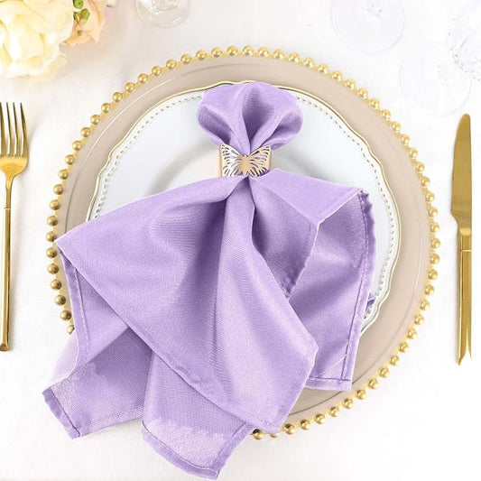 Efavormart Premium Cloth Napkins Set of 5, 20x20 Inch Lavender Seamless Dinner Napkins, Washable Linen Table Napkin Cloth with Hemmed Edges for Weddings, Party and Banquet by efavormart