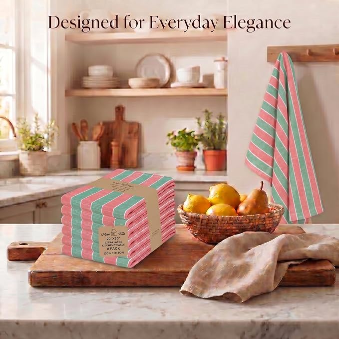 Urban Villa Kitchen Towel Cotton Dish Towels 20”x30” (Set of 6) Christmas - Image 5