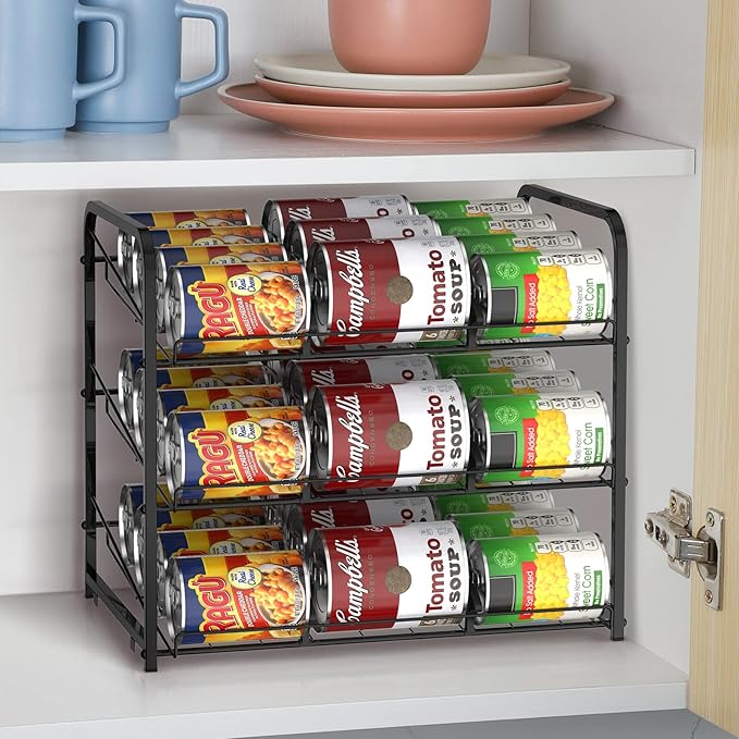 BTY Can Organizer for Pantry Stackable 2 Pack, Can Storage Organizer Rack Stacking Can Dispensers Small Space Holds up to 36 Cans for Pantry, Kitchen, Cabinet Black - Image 5