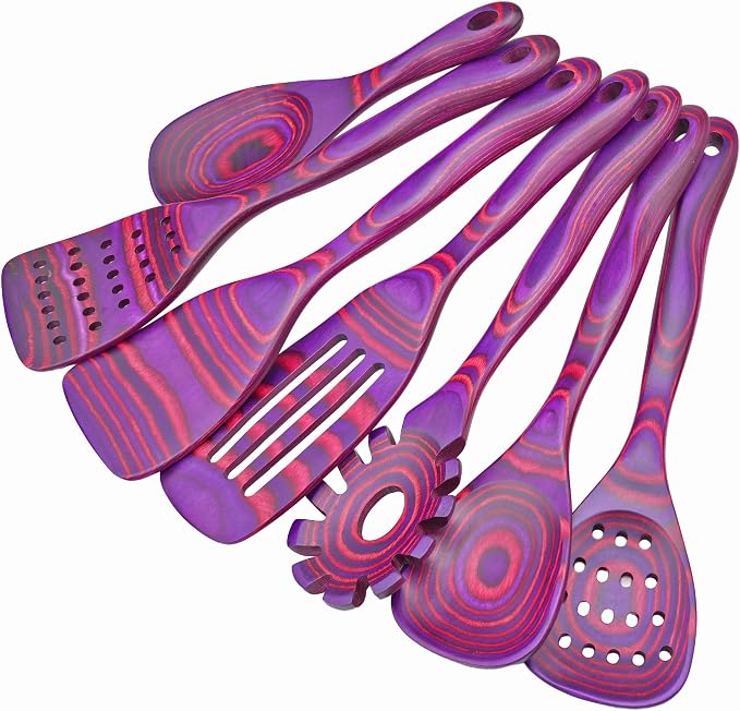 7 PCS Pakkawood Kitchen Utensils | Kitchen Cooking Utensil Set | Pakkawood Utensils | Non-Stick Wooden Spoons | Wooden Spoons for Cooking | Byzantium by CokkaPraca