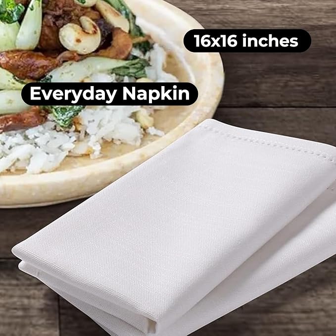 Bedding craft White Cotton Cloth Dinner Napkins Set of 12 – 16x16 | Reusable Machine Washable Fabric Napkins – Perfect for Weddings, Holidays, Thanksgiving & Everyday Dining - Image 3