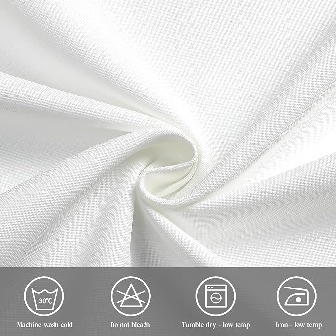 Majestic Giftware Linen Look Polyester Tablecloths for Rectangle Tables | (70/220) - TC1551 White with Hole Design Etched at Seam Table Cover | Decorative Washable Tablecloth for Kitchen & Dining - Image 5