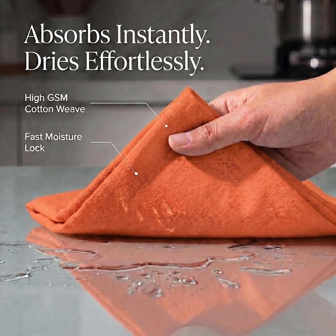 Urban Villa Kitchen Towels Cotton Dish Towels 20”x30” (Set of 6) Orange - Image 2