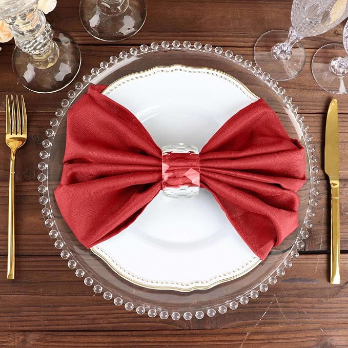 Efavormart Premium Cloth Napkins Set of 5, 20x20 Inch Red Seamless Dinner Napkins, Washable Linen Table Napkin Cloth with Hemmed Edges for Weddings, Party and Banquet - Image 8