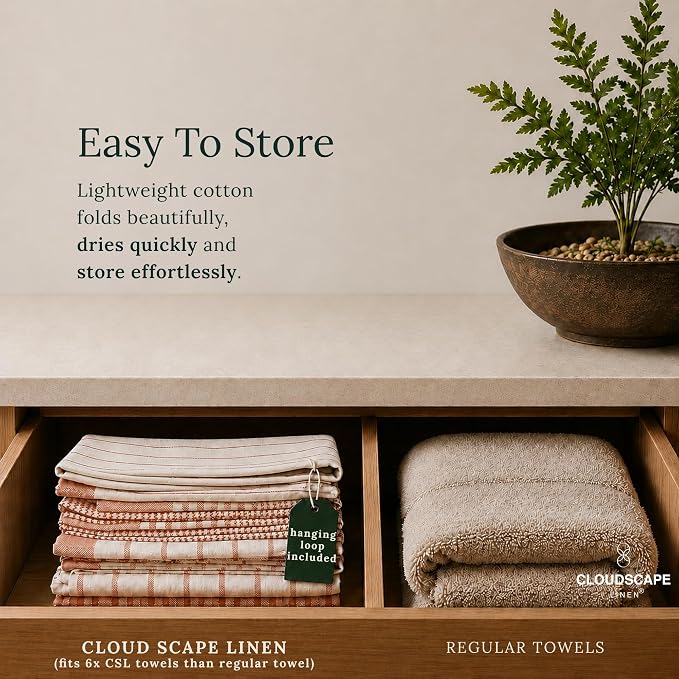 CSL Premium Cotton Kitchen Towels Set of 6,Absorbent,Quick Dry,18x28, Rust - Image 7