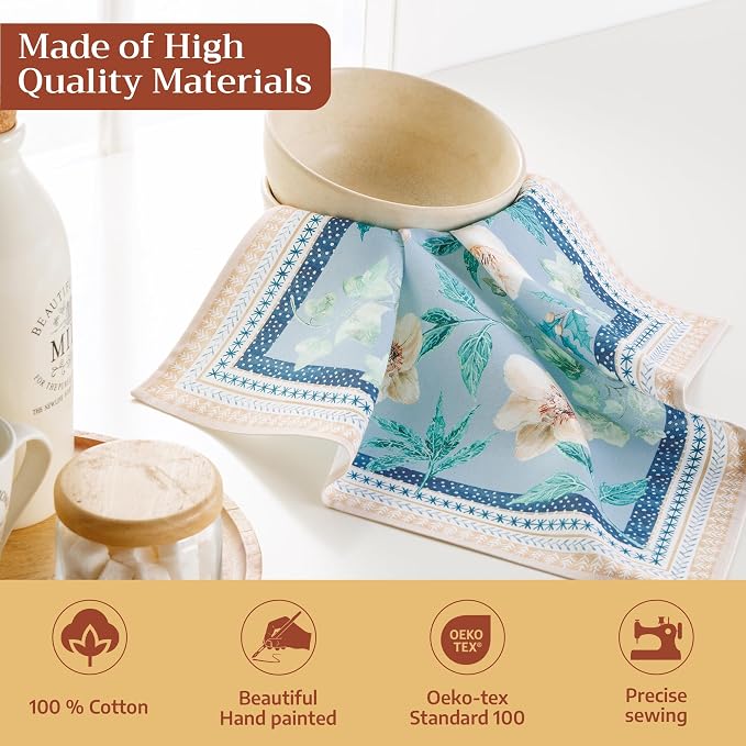 Maison d' Hermine Cloth Napkins Set of 4 Reusable 100% Cotton (18" x 18") | Everyday Square Napkins Cloth Washable Dinner Party Wedding Restaurant Hotel Kitchen Spring Summer - Winter Floral - Image 3