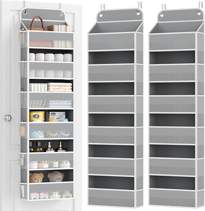 Yecaye 2 Pack Over The Door Organizer, 6-Tier Closet Door Hanging Organizer with 12 Mesh Pockets, Bathroom Organizers and Storage, Ultra Sturdy Large Capacity Over Door Storage Newborn Baby Essentials by Yecaye