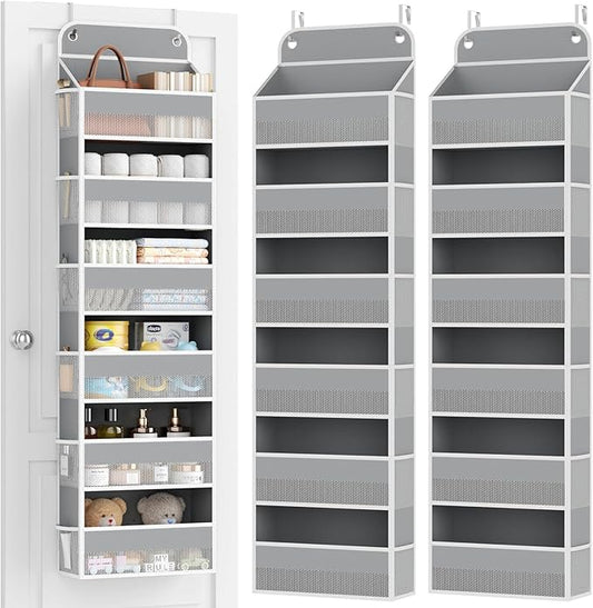 Yecaye 2 Pack Over The Door Organizer, 6-Tier Closet Door Hanging Organizer with 12 Mesh Pockets, Bathroom Organizers and Storage, Ultra Sturdy Large Capacity Over Door Storage Newborn Baby Essentials by Yecaye