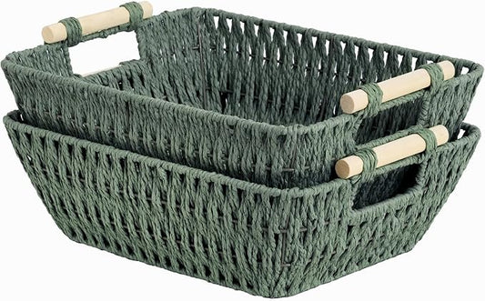 Storageworks Wicker Storage Basket, Baskets For Storage, Bosana Green by StorageWorks