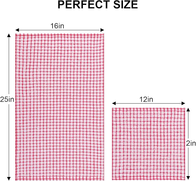 Kitinjoy Cotton 12 Pack Kitchen Towels and Dishcloths Sets, Red | 16 x 25 Inch & 12 X 12 Inch Dish Towels Bulk, Super Soft and Absorbent hand towels for kitchen Drying - Image 6
