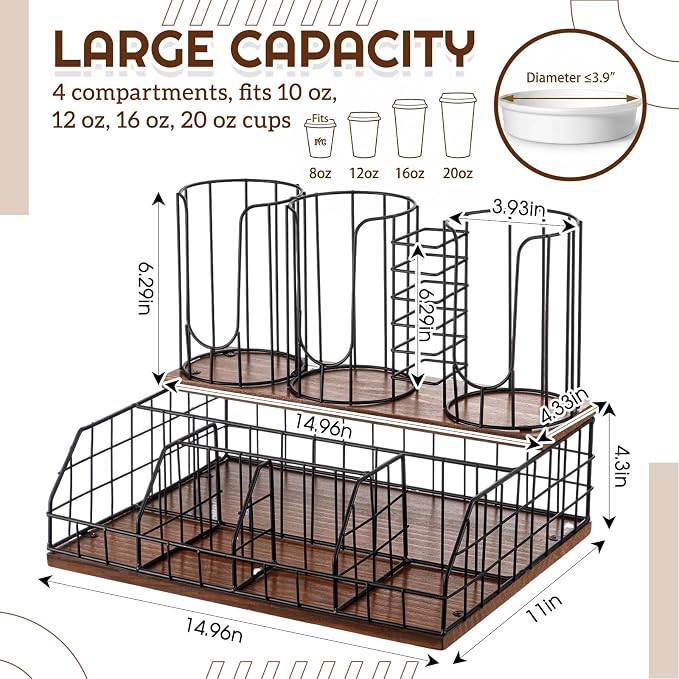 18oz Coffee Cup & Lid Dispenser with Base(4-grid, Color 8) - Image 2