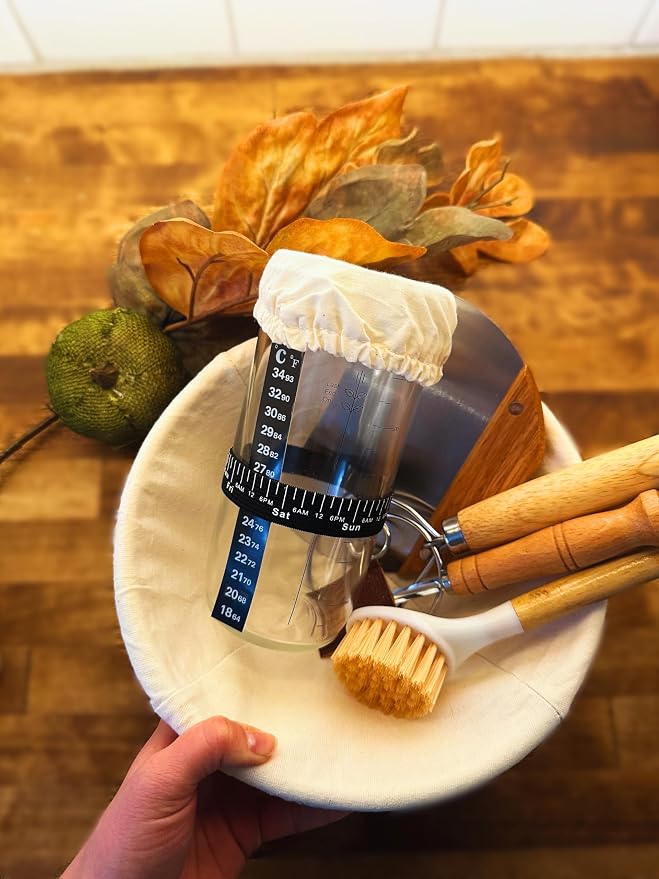 Sourdough Starter Kit - Banneton Bread Proofing Basket Set with Liners, Sourdough Bread Baking Supplies & Bread Making Tools - Includes two Banneton Basket, Tools with Sling & Kneading Pad - Image 8