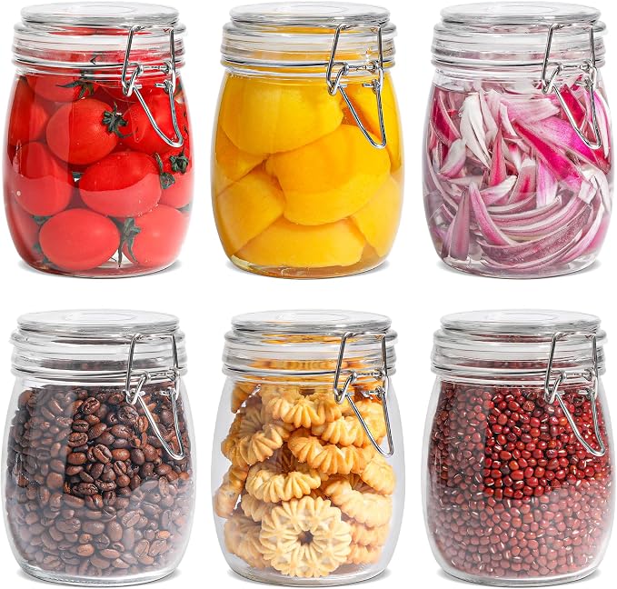 ComSaf Round Glass Jars with Airtight Lids 25 oz 6 Pack Pickling | Flour sugar rice, Preserving canning, Pantry organization, Kitchen storage, Dry goods, Sourdough fermenting, Mason jars by ComSaf