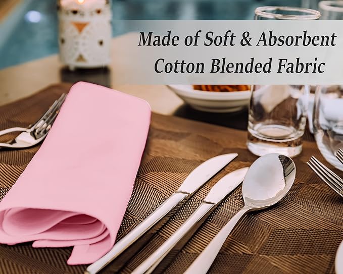 RUVANTI Bundle of 12-Pack Cloth Napkins Teal with 12-Pack Cloth Napkins Pink (18x18 Inch) Cotton Blend. Soft, Washable Kitchen Linen for Dinner, Weddings & Cocktail Parties. - Image 9