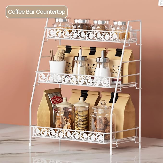 3 Tier Shelf Storage Rack Organizer for Countertop Spice Racks | Organiztion for Bathroom Countertop Shelf for Spice Racks Snacks Full Metal - Image 4