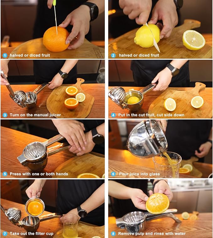 Large lemon squeezer, Manual Juicers stainless steel citrus juicer All Size Fruits Can Squeeze Juice, Large Yield, Suitable For Lemons, Oranges, Pomegranates, Grapes - Image 6