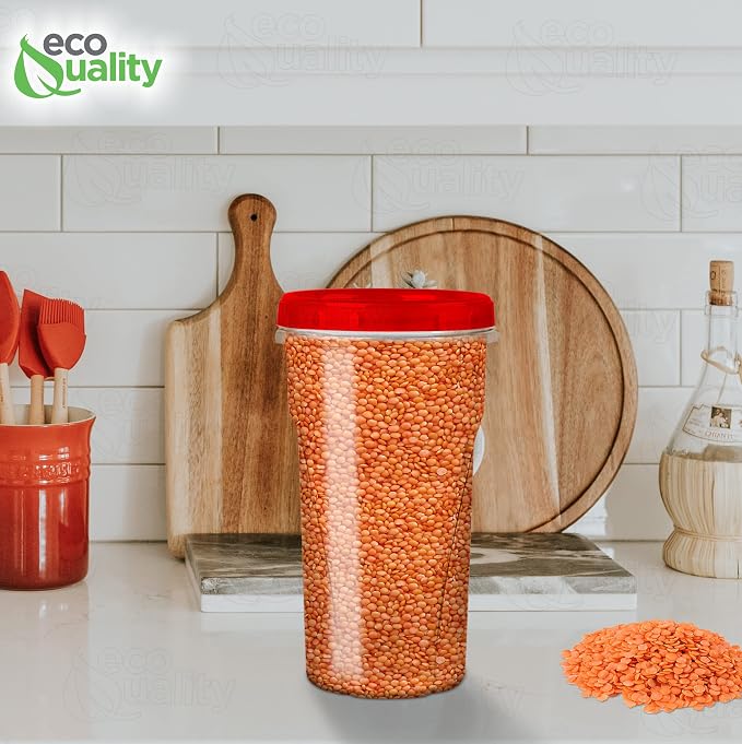 48 oz Clear Twist Top Storage Deli Containers with Leak Proof Lids Red - BPA Free Snack Containers Airtight Reusable Plastic Food Storage Canisters with Twist Seal Caps, Food Storage, Meal Prep, Freezer, Kitchen Organizer, Stackable, Reusable (8) - Image 6