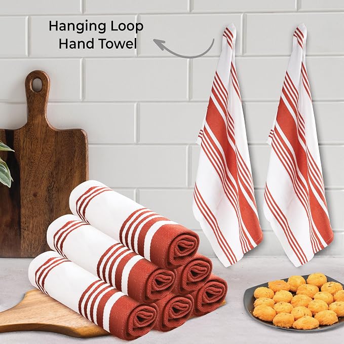 Urban Villa Kitchen Towels Cotton Dish Towels 20”x30” (Set of 6) Rust White - Image 4