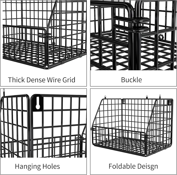 PUPPYCUTE Stackable Wire Storage Baskets for Kitchen Closet Pantry, Hanging Closet Organizers Storage Shelves Organization, Wall Mount Metal Basket Bins, Clothing Vegetable & Fruit Organizer 3 pcs - Image 6