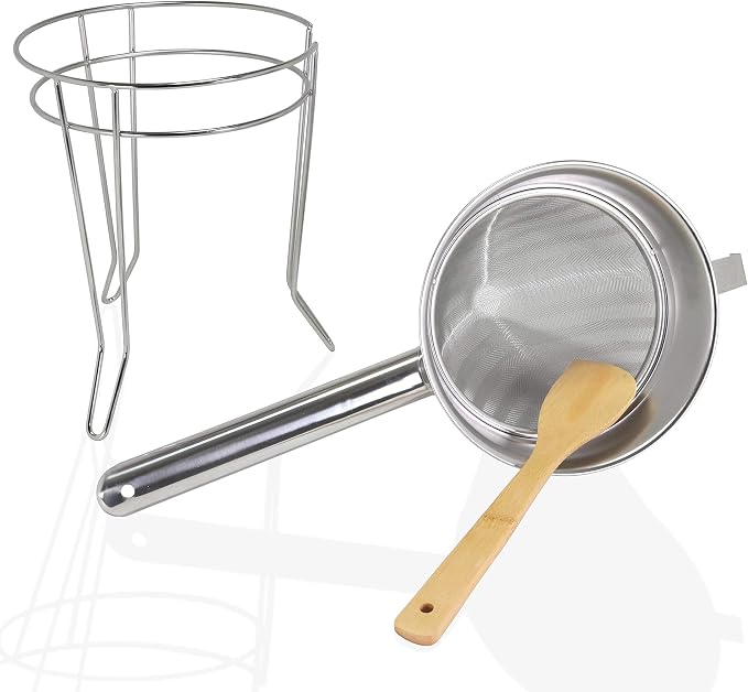 Anchy Premium 8" Chinois Fine Mesh Strainer Set with Stand & Bamboo Spatula – 18/8 Stainless Steel China Cap Cone Sieve, Professional Bouillon Strainer for Sauces, Soups, Broth, Stock, Jelly & Purees - Image 7