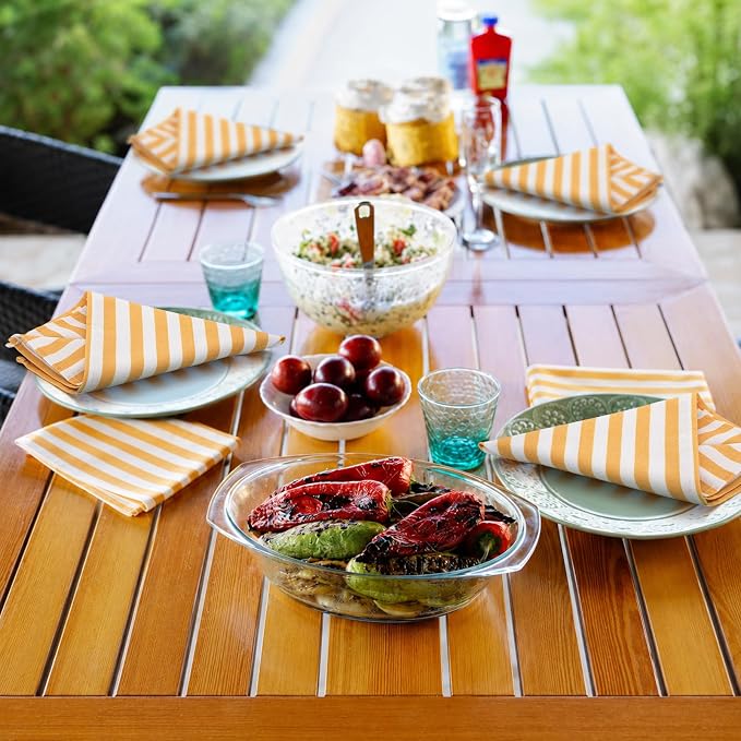 Funnymoom 12 Pcs Yellow Striped Cloth Napkins Reusable Napkins Party Dinner Soft Absorbent for Home Table Decoration Holiday Party Kitchen Supplies - Image 4