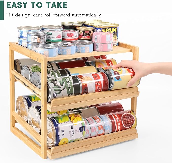 Can Organizer for Pantry, Hold up to 72 3oz Cat Can | 3 Tiers Rolling Can Storage, Soda Dispenser, For Cabinet - Image 3