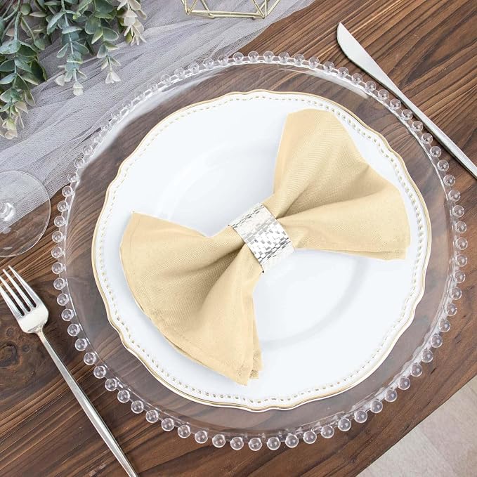 Efavormart Premium Cloth Napkins Set of 25, 17x17 Inch Beige Violet Seamless Dinner Napkins, Washable Linen Table Napkin Cloth with Hemmed Edges for Weddings, Party and Banquet - Image 2