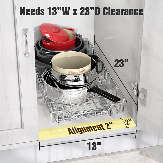 Simple Houseware Under Cabinet Pull Out Sliding Shelf, 21" Dx11 W, Chrome - Image 3