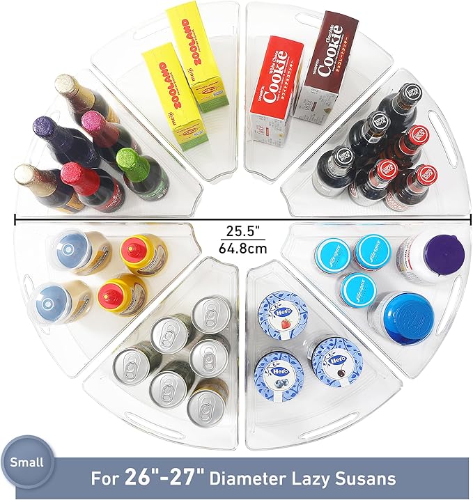 Leeden Lazy Susan Organizer for 26" Diameter Corner Lazy Susan, Plastic Kitchen Cabinet Storage Bins with Handle, 8 Packs, 1/8 Wedge - Food Safe, BPA Free - Image 4
