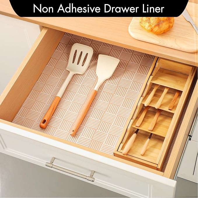Cooyes Shelf and Drawer Liner for Kitchen Cabinets – Non-Adhesive, Waterproof, Non-Slip Cabinet Liners for Scratch Protection, Desk, Refrigerator, Shelves, Drawers with Modern Pattern - Image 2
