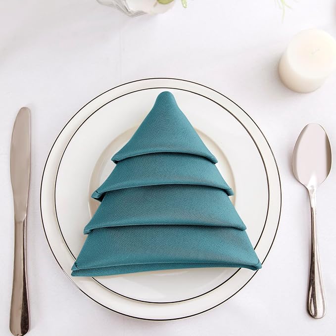 Bailarina Cloth Napkins Set of 40,17x17 inches Dinner Napkins Cloth Washable,Polyester Square Table Cloth Napkin Bulk with Hemmed Edges Ideal for Banquets, Parties and Weddings-Peacock Blue by Bailarina