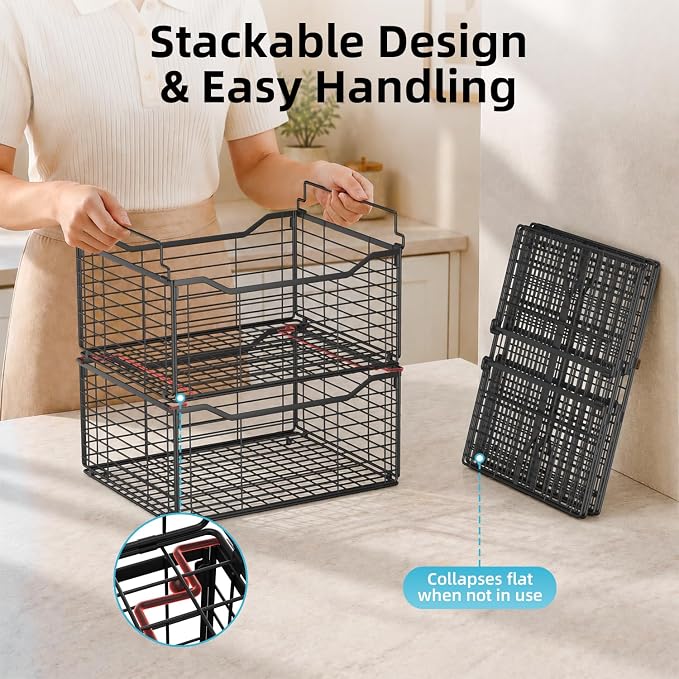 Freezer Organizer Bins,6 Pack Large Deep Freezer Organizer Bins for 5/7/10 Cu.FT Deep Freezer,Easy Access,Stackable & Sturdy,Black - Image 3