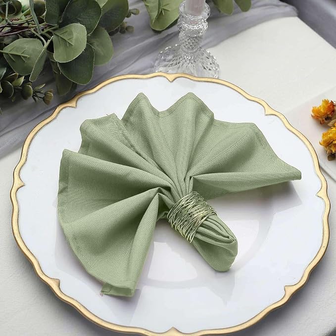 Efavormart Premium Cloth Napkins Set of 5, 17x17 Inch Eucalyptus Dusty Sage Seamless Dinner Napkins, Washable Linen Table Napkin Cloth with Hemmed Edges for Weddings, Party and Banquet - Image 6