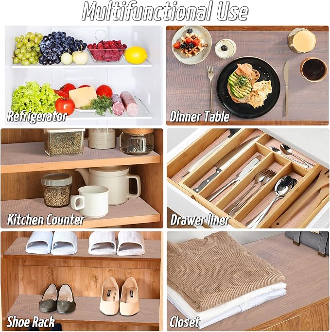 Anoak Shelf Liner, 12 Inches x 10(120.1 Inch) FT Non-Slip Cabinet Liner, Diamond Pattern Clear - Image 4
