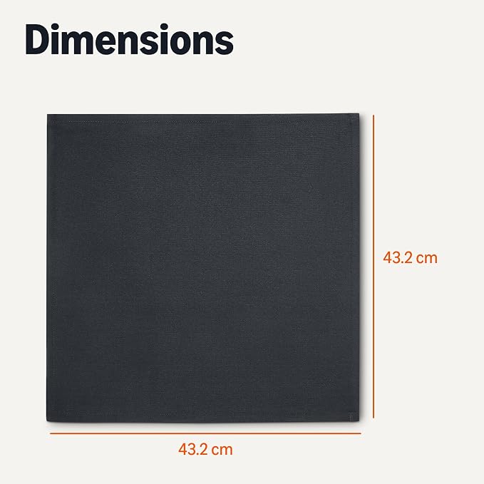 Amazon Basics Reusable Stain and Wrinkle Resistant Cloth Napkins, 17 x 17 inches, Black, 12-Pack - Image 4