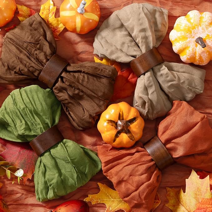 DeZerlor Thanksgiving Fall Cheese Cloth Napkins Set of 20 for Wedding Party | Reusable Cloth Napkins Bulk, for Thanksgiving Day Bridal Baby Shower Birthday Decor, 21x21 Inches by DeZerlor