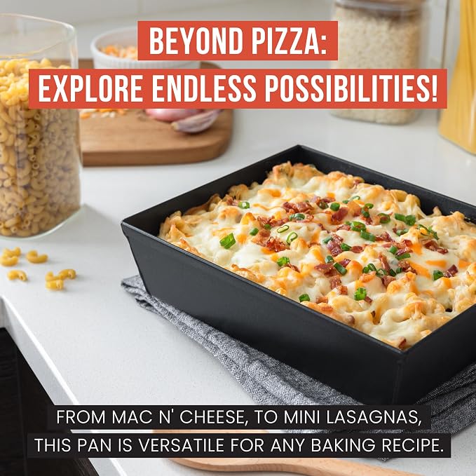 Chef Pomodoro Detroit Style Pizza Pan, 8x10in, Anodized Aluminum Deep Dish | Pre-Seasoned Nonstick Rectangular Bakeware, 2.5in Deep, Great for Casseroles, Focaccia & Deep Dish Desserts, Small Batch - Image 6