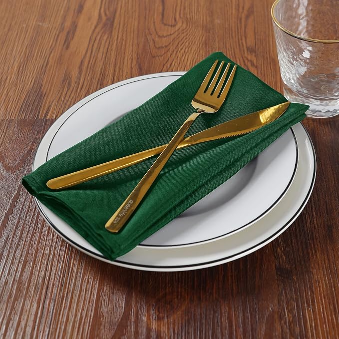 Cloth Napkins 17x17 inch Washable Polyester Dinner Napkins Soft Table Napkins for Wedding Party Dining Banquet(Hunter,100PCS) - Image 4