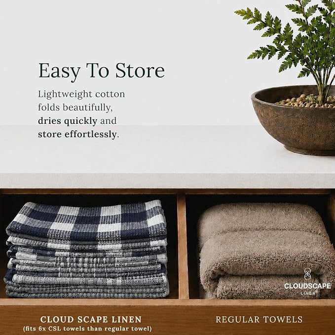 CSL Premium Kitchen Towels Set of 6,Highly Absorbent,Quick Dry,18x28,Indigo - Image 7