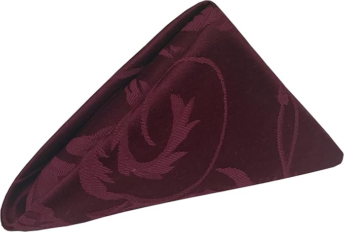 17x17-Inch Damask Cloth Napkins, Burgundy, Set of 120 | Bulk Case of 10 Dozen, Melrose, Square, 50% Cotton / 50% Polyester Fabric, Woven Damask Pattern, Soft Hand, Machine Washable by UltimateTextile