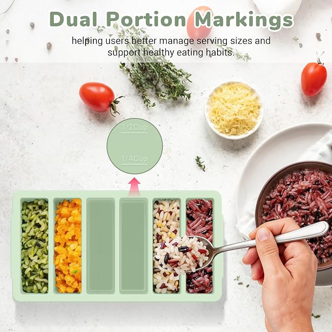 Silicone Freezer Trays with Lid (4-Pack), 1-Cup, 2-Cup, 1/2-Cup & 2-Tbsp Silicone Freezer Molds, Stackable Soup Freezer Meal Prep Containers,Ice Cube Tray for Making Sauce,Smoothies,Yogurt Bites - Image 4