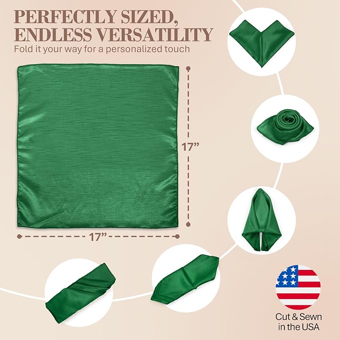 17x17-Inch Shantung Satin Cloth Napkins, Emerald Set of 36 - Image 6