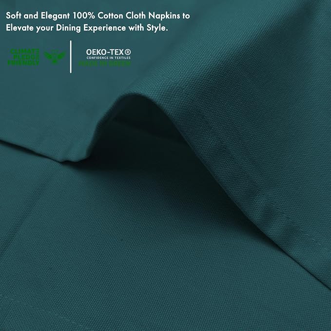 Ruvanti Cloth Napkins Set of 12, 100% Cotton High GSM 18x18 Inches Soft, Washable, Highly Durable & Absorbent, Perfect for Parties, Christmas, Thanksgiving Dinners – Deep Teal - Image 4