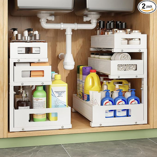 Under Sink Organizer,3-Tier Heavy Duty Pull out Cabinet Organizer Shelf | Height Adjustable,Thickened Metal,Slide out Storage Drawer Rack for Kitchen Bathroom Pantry Laundry Home Organization by Unknown