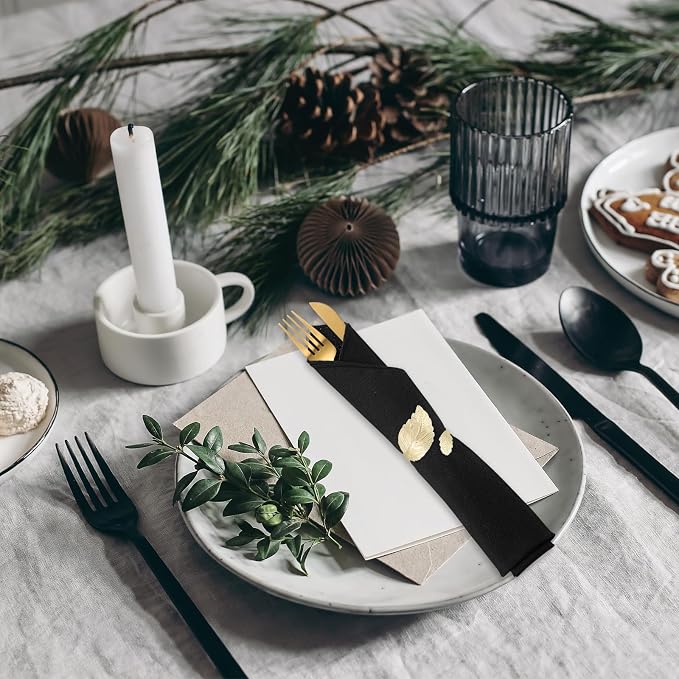 60 Pcs Washable Cloth Napkins 17 x 17 Inch Polyester Dinner Napkins Soft Table Napkins for Weddings Parties Holiday Dining Banquet (Black) - Image 5