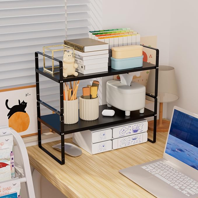 Cabinet Organizer Shelves,Expandable Cabinet Spice Racks,Stackable Pantry Counter Under Sink Shelves, Storage Shelves for Kitchen,Home,Office,3 Packs,10.24" D,Black - Image 6