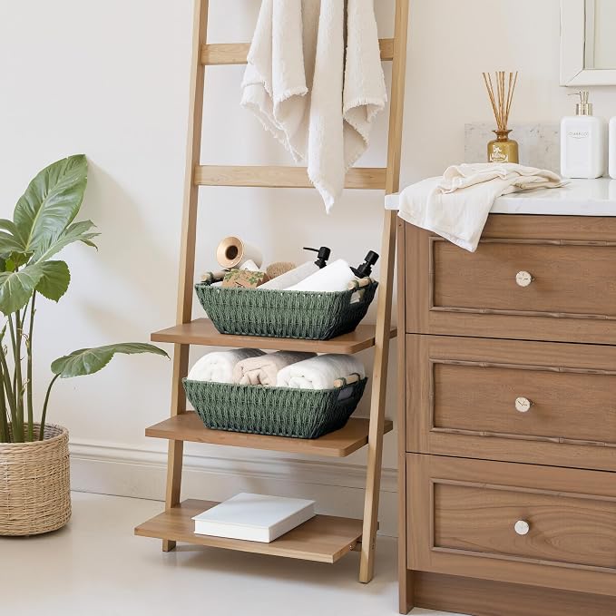 Storageworks Wicker Storage Basket, Baskets For Storage, Bosana Green - Image 2