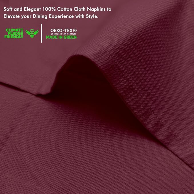 Ruvanti Cloth Napkins Set of 6, 100% Cotton High GSM 18x18 Inches Soft, Washable, Highly Durable & Absorbent, Perfect for Parties, Christmas, Thanksgiving Dinners – Burgundy - Image 5