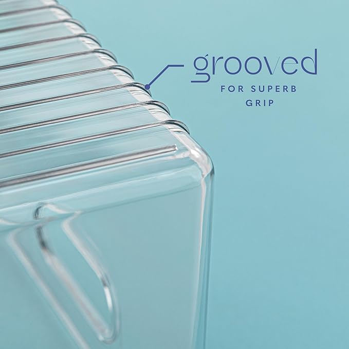 Plastic Food Storage 2 Pack Clear Container Bin with Handles for Organizing Kitchen, Pantry, Refrigerator, Freezer, Pantry, Cabinet, Closet, Bathroom. 16”x4”x5” - Image 4