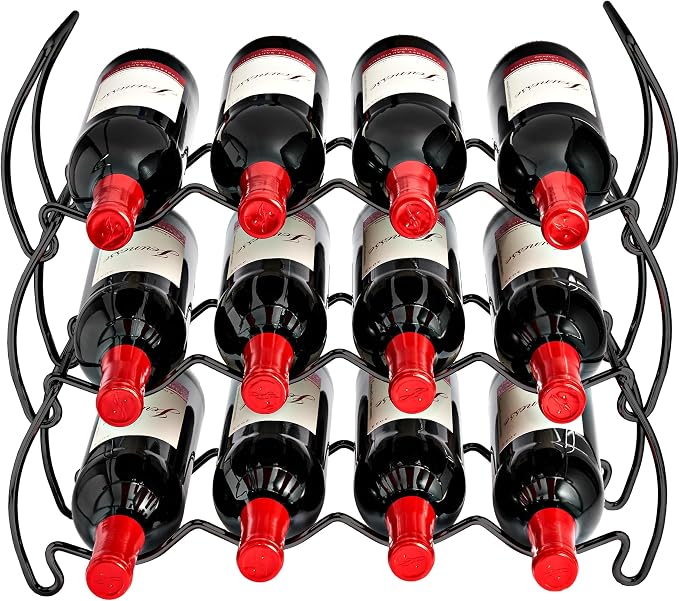 Sorbus 3-Tier Stackable Wine Rack - Classic Style Wine Racks for Bottles - Perfect for Bar, Wine Cellar, Basement, Cabinet, Pantry, etc - Hold 12 Bottles, Metal (Black) - Image 7